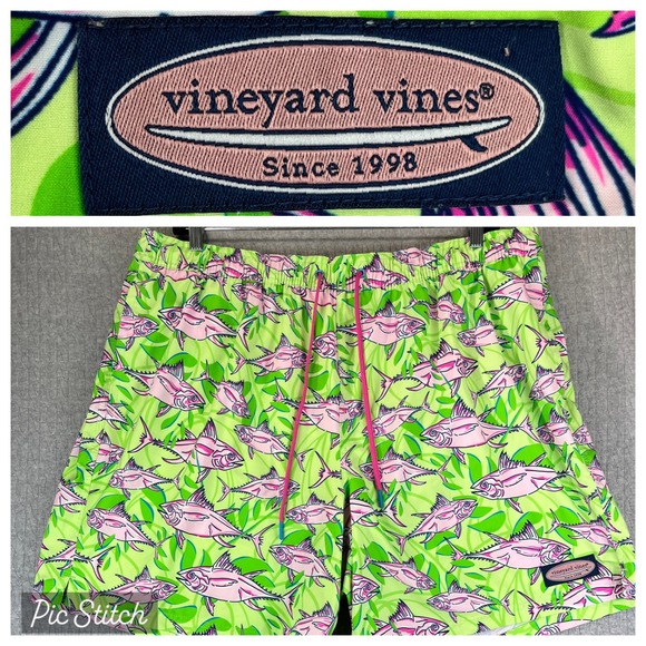 Vineyard Vines new without tags Swim board shorts Fish Men 2xB beach trunks - Picture 1 of 11